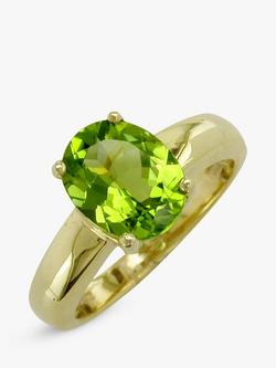 E.W Adams 9ct Gold Oval Ring, N, Gold/Peridot