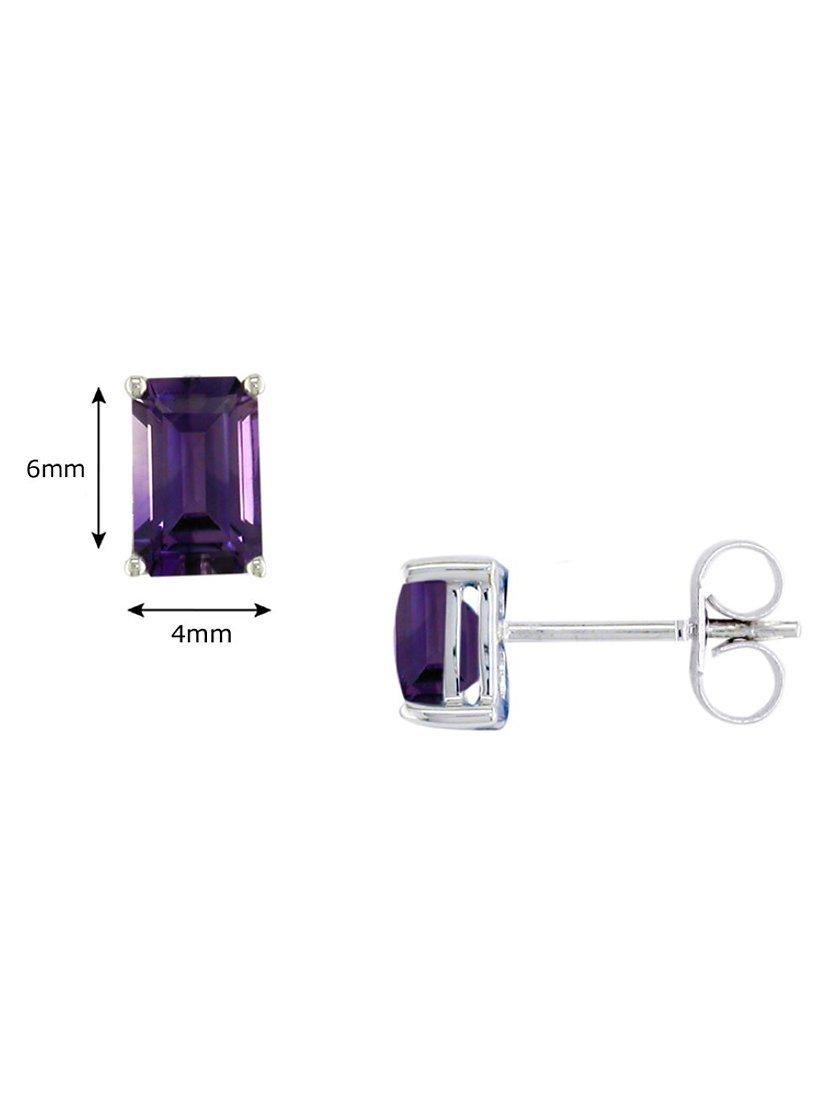 Product image 2 of 5, which shows E.W Adams 9ct White Gold Octagonal Stud Earrings, Amethyst