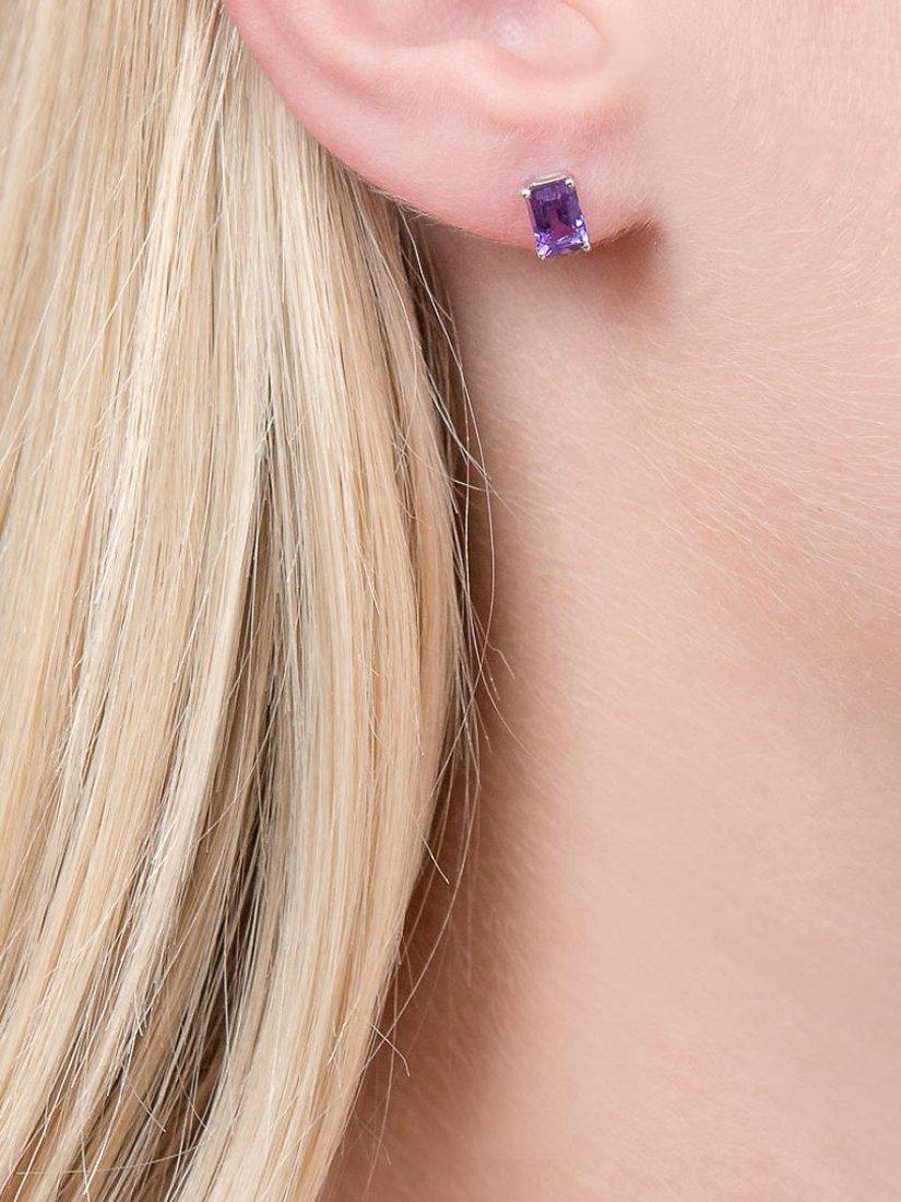 Product image 3 of 5, which shows E.W Adams 9ct White Gold Octagonal Stud Earrings, Amethyst