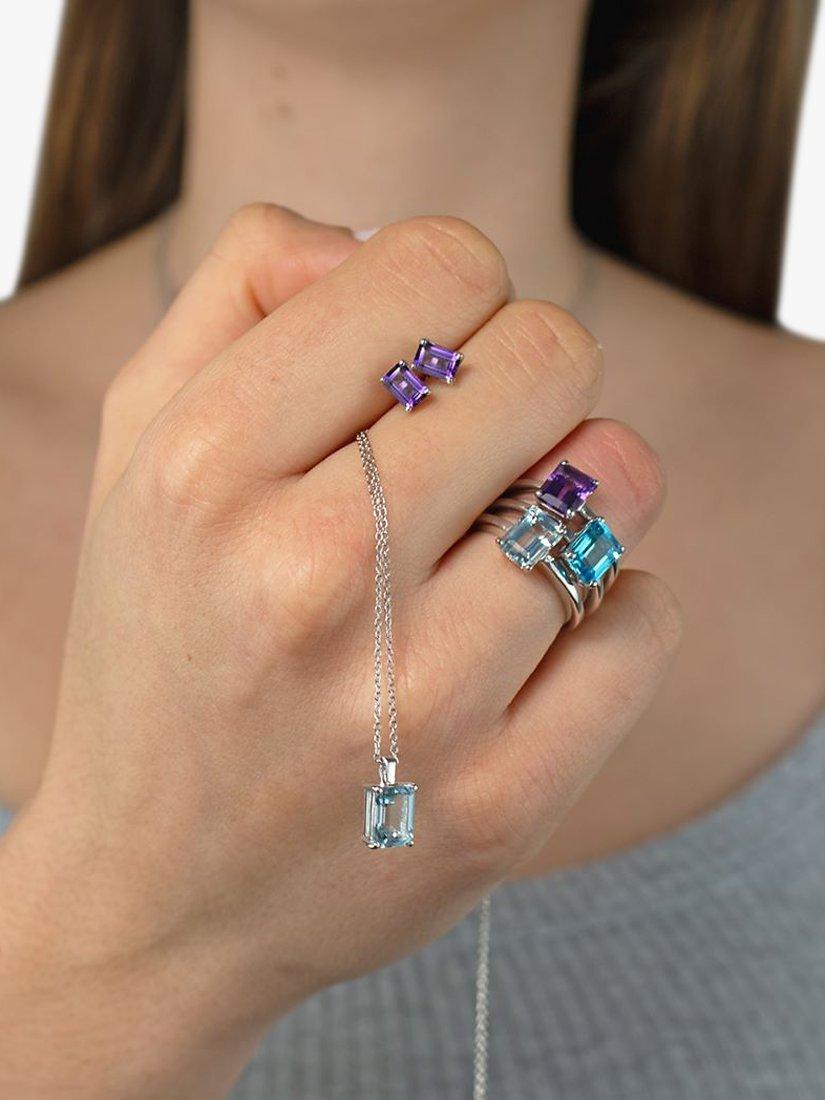 Product image 4 of 5, which shows E.W Adams 9ct White Gold Octagonal Stud Earrings, Amethyst