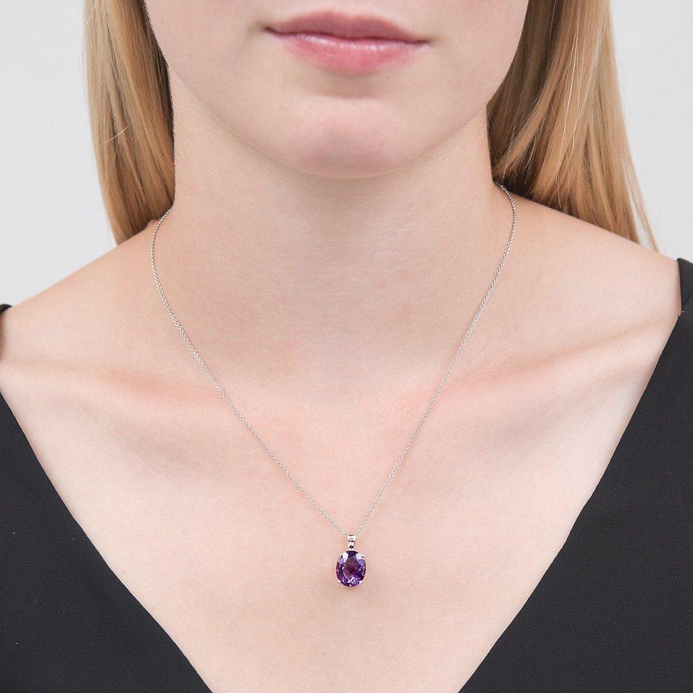 Product image 2 of 3, which shows E.W Adams 9ct White Gold Oval Pendant Necklace, Amethyst