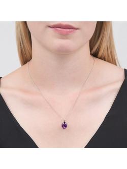 E.W Adams 9ct White Gold Oval Pendant Necklace - view 2, White Gold/Amethyst
