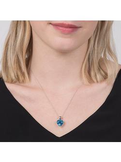 E.W Adams 9ct White Gold Heart Pendant Necklace, Blue Topaz - view 2, 
