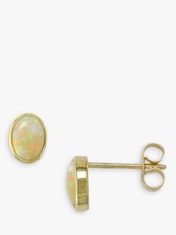 E.W Adams 9ct Gold Oval Stud Earrings, Oval, 