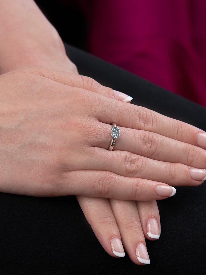 Product image 3 of 4, which shows E.W Adams 9ct Gold Rub Over Oval Ring, N, Aquamarine