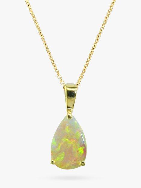 E.W Adams 9ct Gold Teardrop Pendant Necklace, Opal