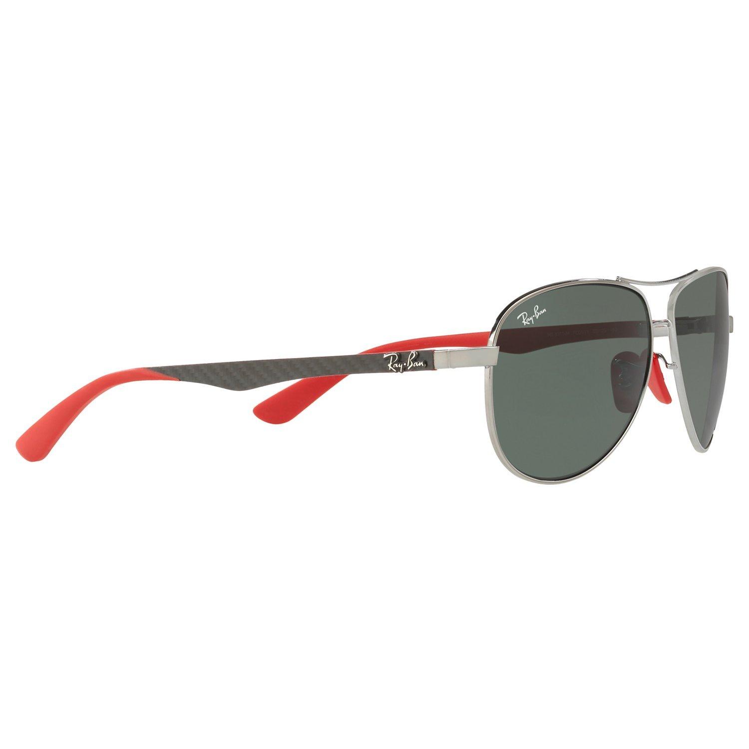 Product image 2 of 2, which shows Ray-Ban RB8313M Scuderia Ferrari Aviator Sunglasses, Silver/Grey