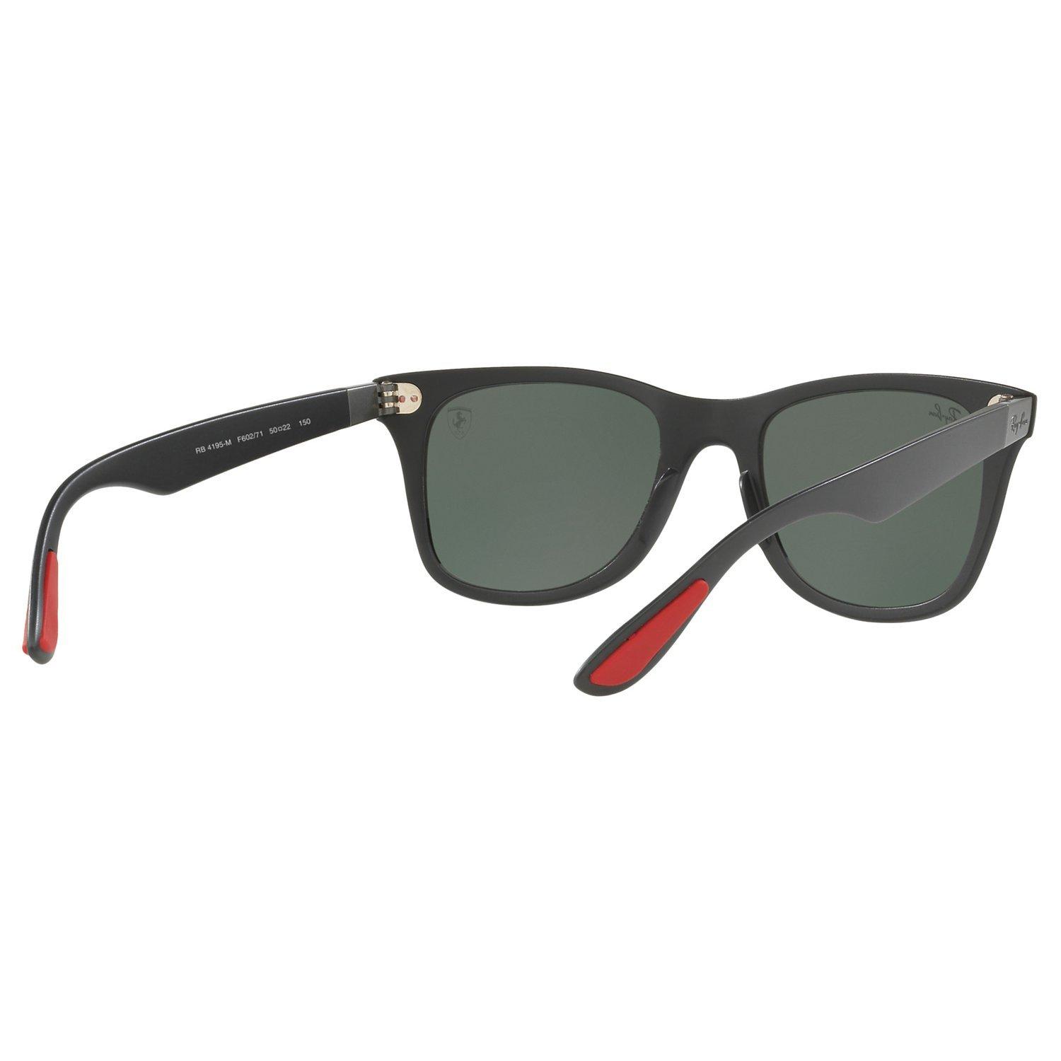 Ray-Ban RB4195M Scuderia Ferrari Wayfarer Sunglasses, Black/Dark Green