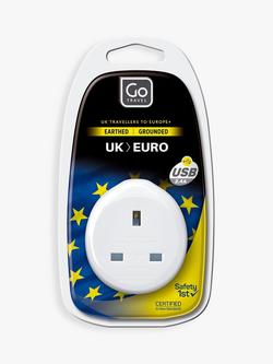 Go Travel USB UK to EU Travel Adaptor, 