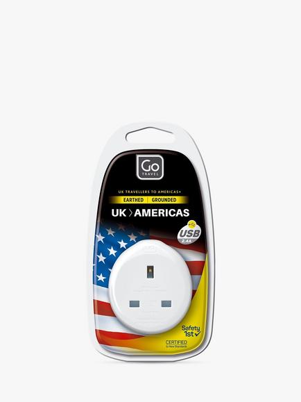 Go Travel USB UK to USA Travel Adaptor, 