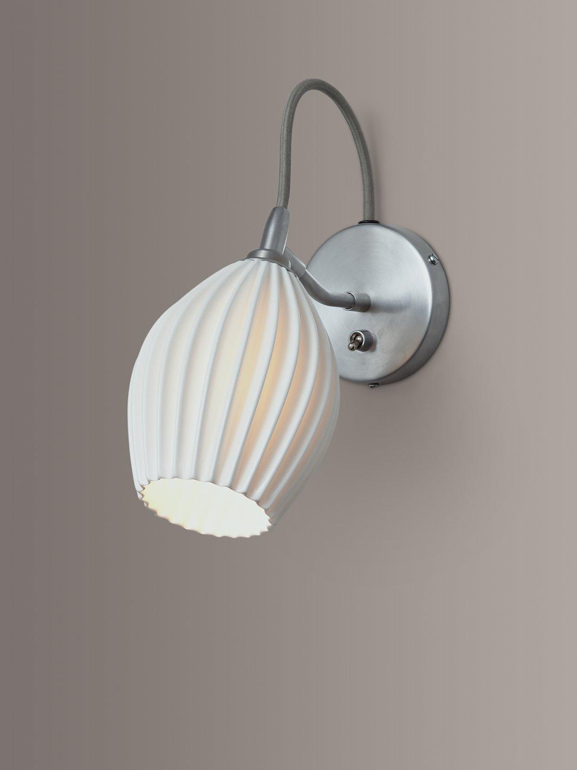 Original BTC Fin Ceramic Wall Light, Satin Chrome