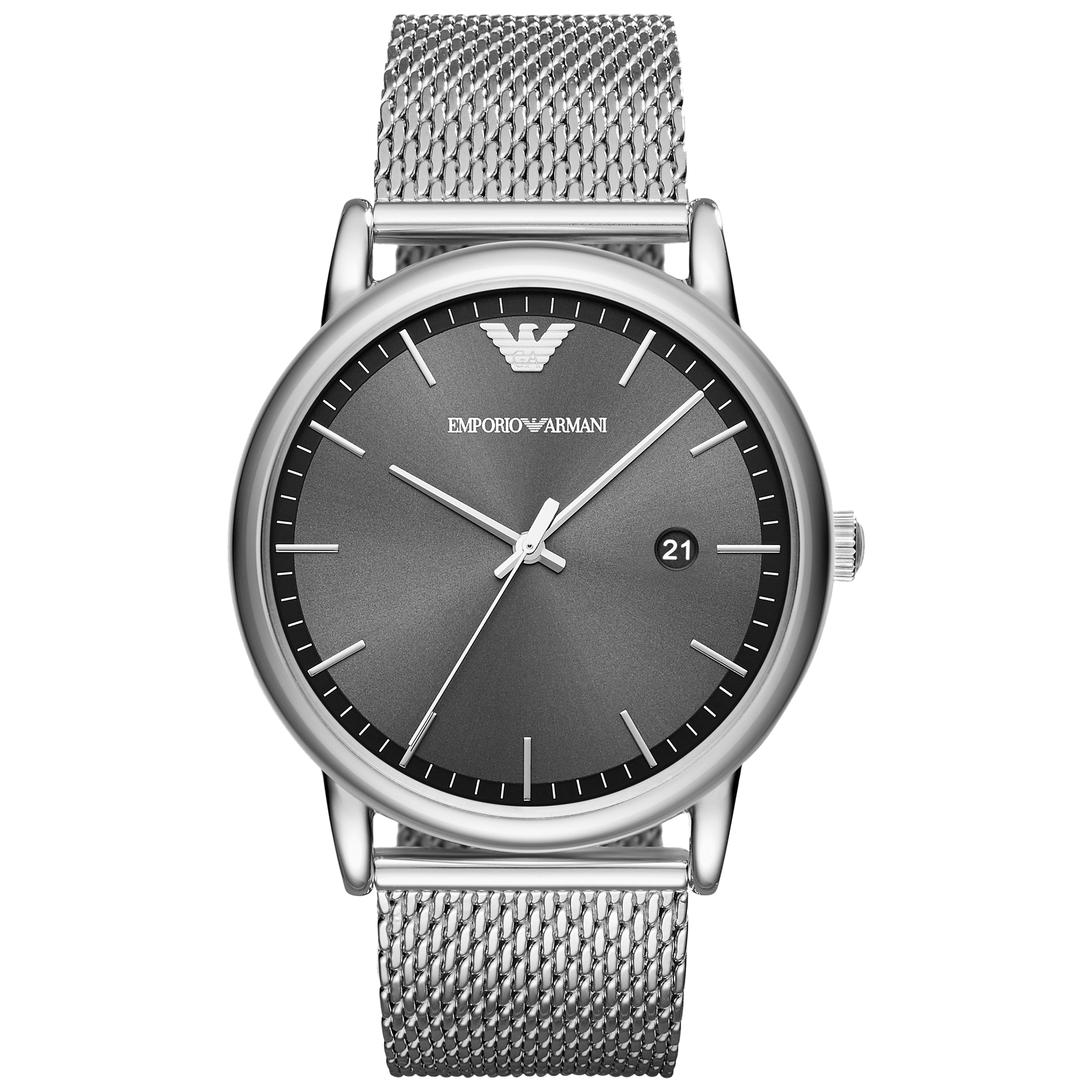 Emporio Armani AR11069 Men's Date Bracelet Strap Watch, Silver/Grey