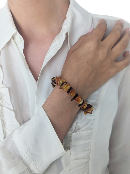 Be-Jewelled Amber Stretch Bracelet, Multi - view 2, Multi
