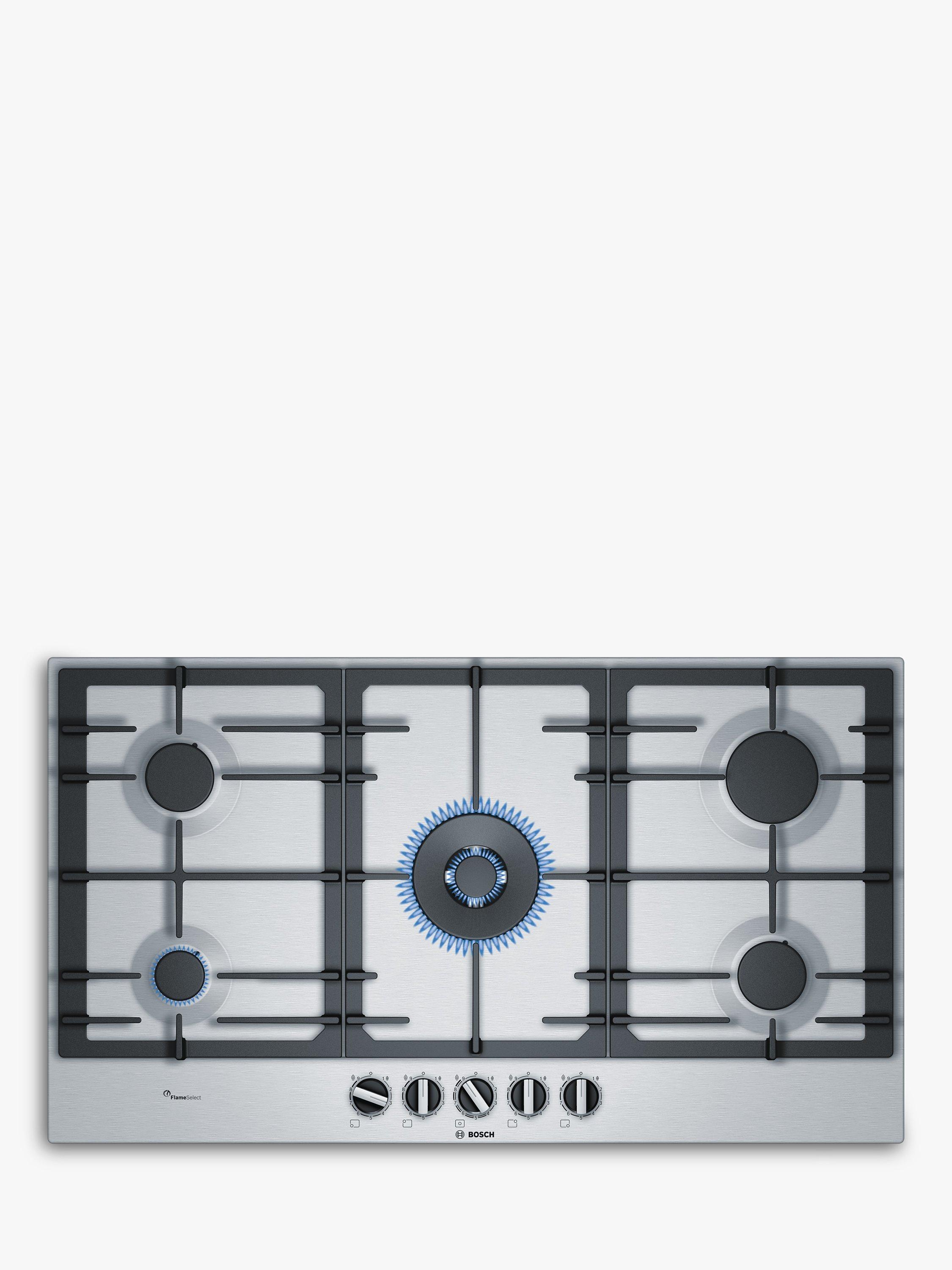 Bosch Series 6 PCR9A5B90 Integrated Gas Hob, Stainless Steel