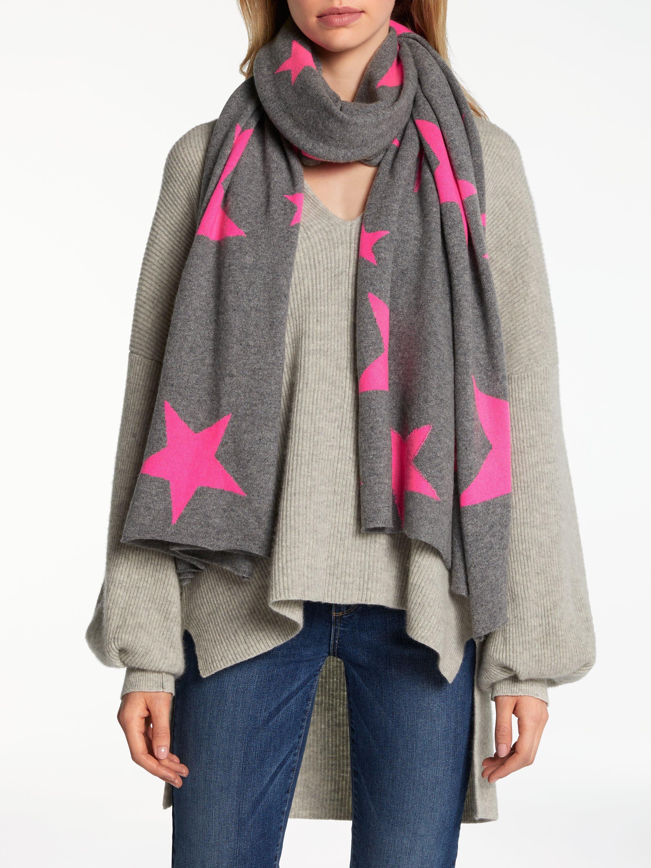 Wyse London Neon Star Cashmere Scarf, Grey Mix