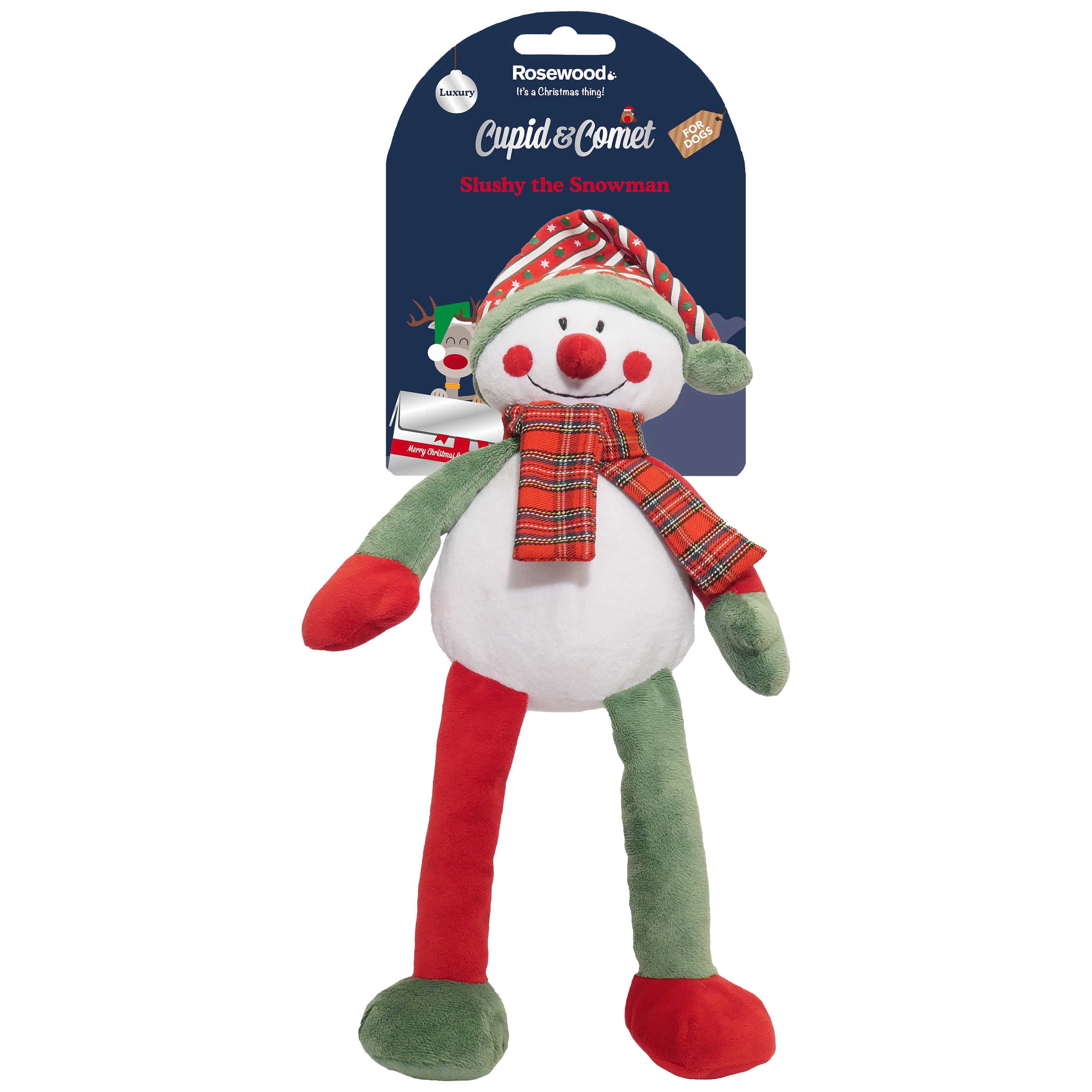 Rosewood Cupid & Comet Luxury Slushy the Snowman Dog Toy, Multi