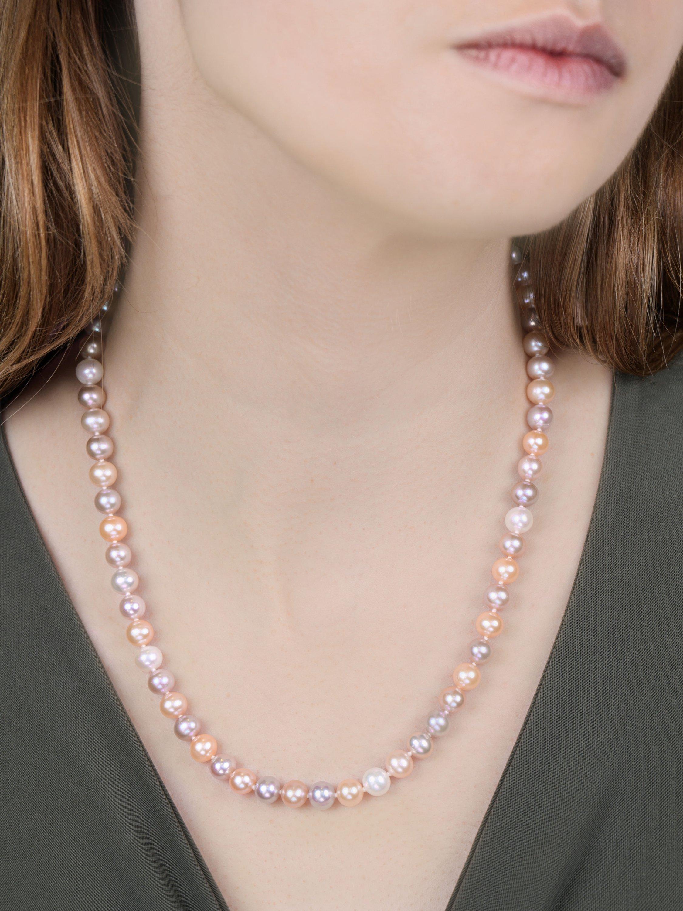 Product image 1 of 3, which shows E.W Adams 9ct Gold Pearl Necklace, Multi