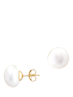 E.W Adams 9ct Gold Freshwater Pearl Stud Earrings, White