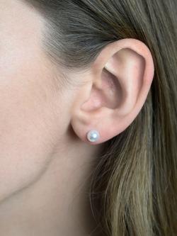 E.W Adams 9ct Gold Freshwater Pearl Stud Earrings - view 2, White