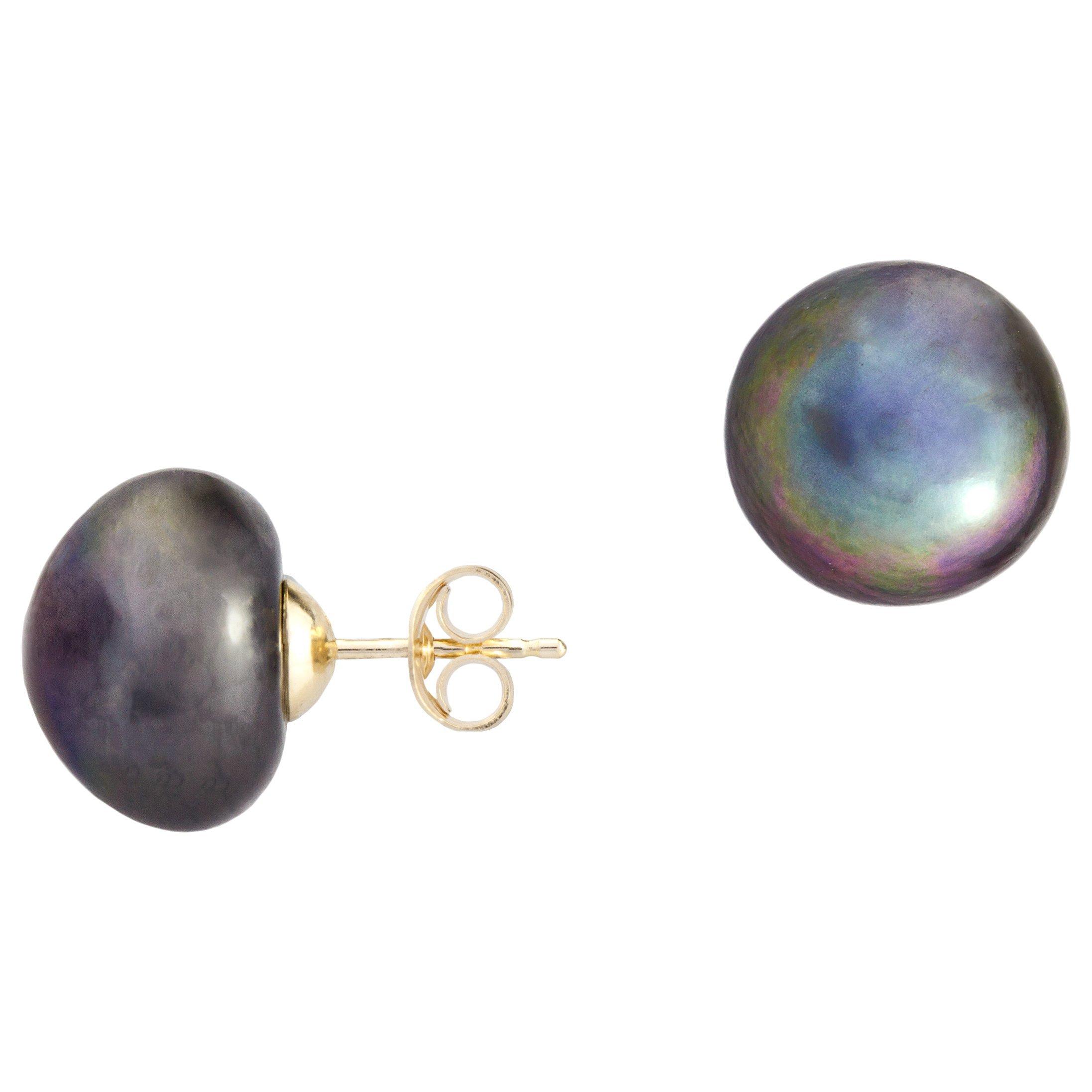 Product image 1 of 1, which shows E.W Adams 9ct Gold Freshwater Pearl Stud Earrings, Black