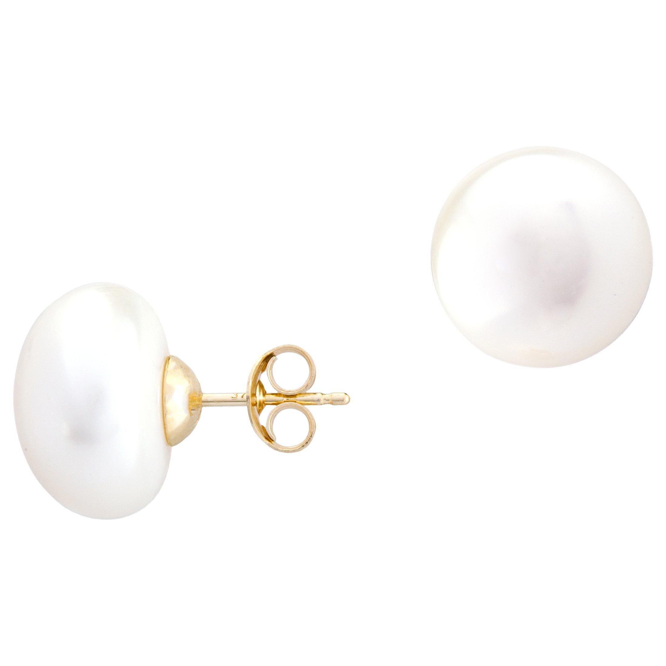 E.W Adams 9ct Gold Freshwater Pearl Stud Earrings, White