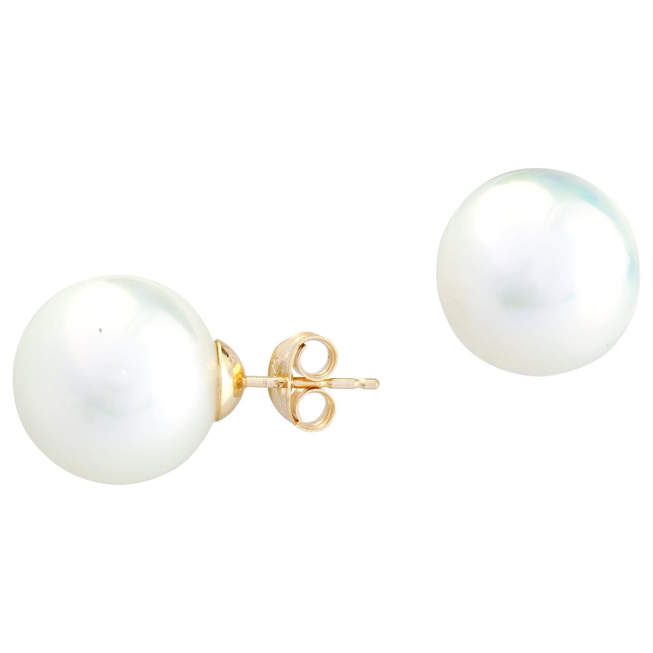 Product image 1 of 1, which shows E.W Adams 9ct Gold Round Freshwater Pearl Stud Earrings, White