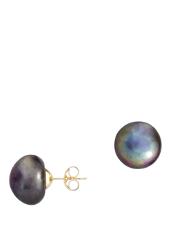 E.W Adams 9ct Gold Freshwater Pearl Stud Earrings, Black
