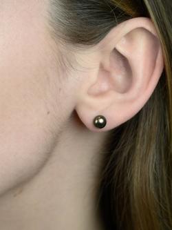 E.W Adams 9ct Gold Freshwater Pearl Stud Earrings - view 2, Black