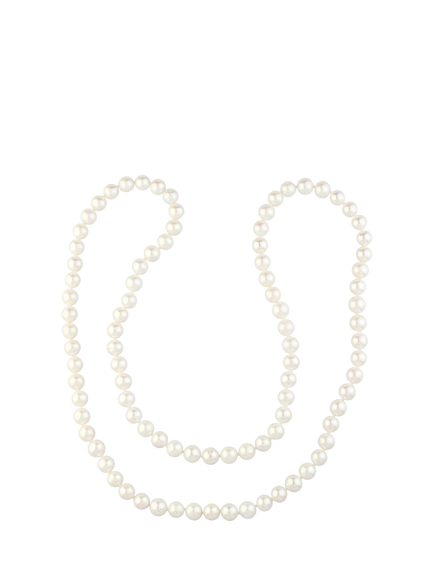 E.W Adams Long Pearl Necklace, White, White