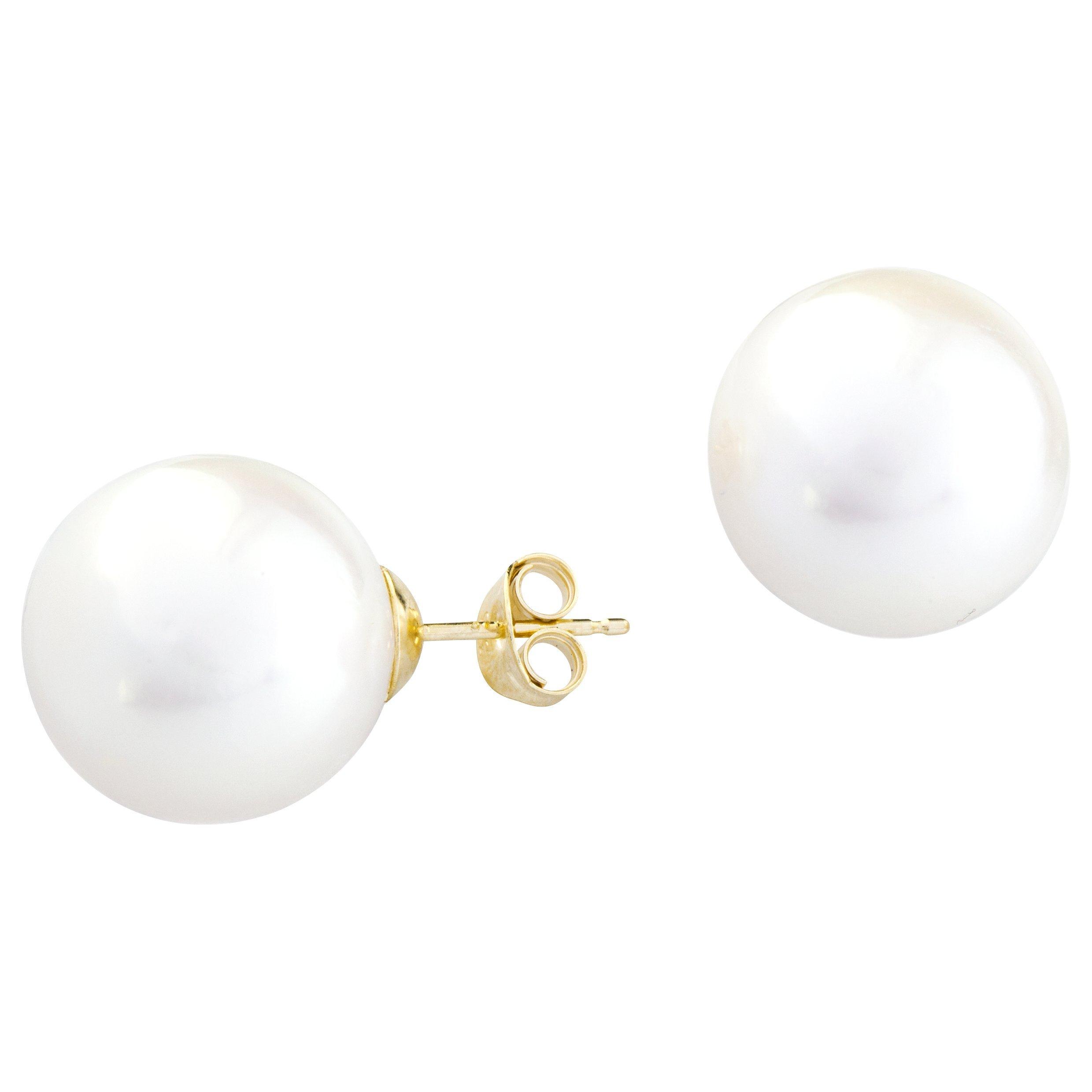 E.W Adams 9ct Gold Freshwater Pearl Stud Earrings, White
