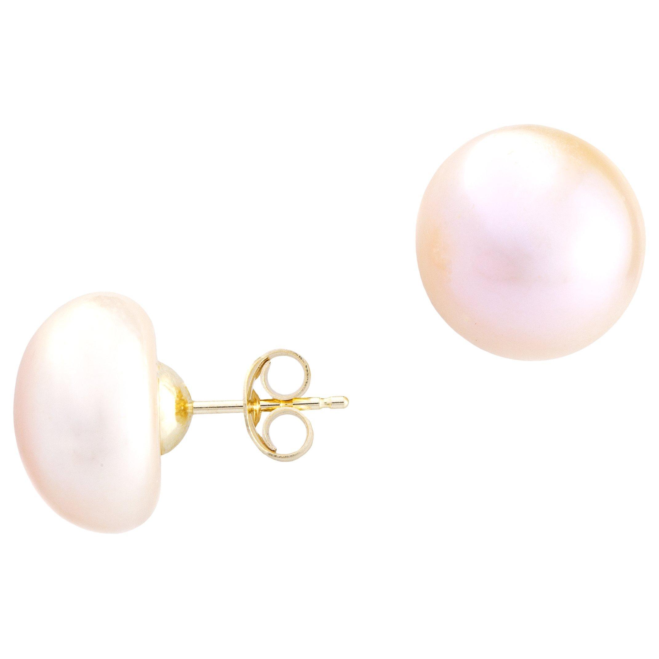 E.W Adams 9ct Gold Freshwater Pearl Stud Earrings, Pink