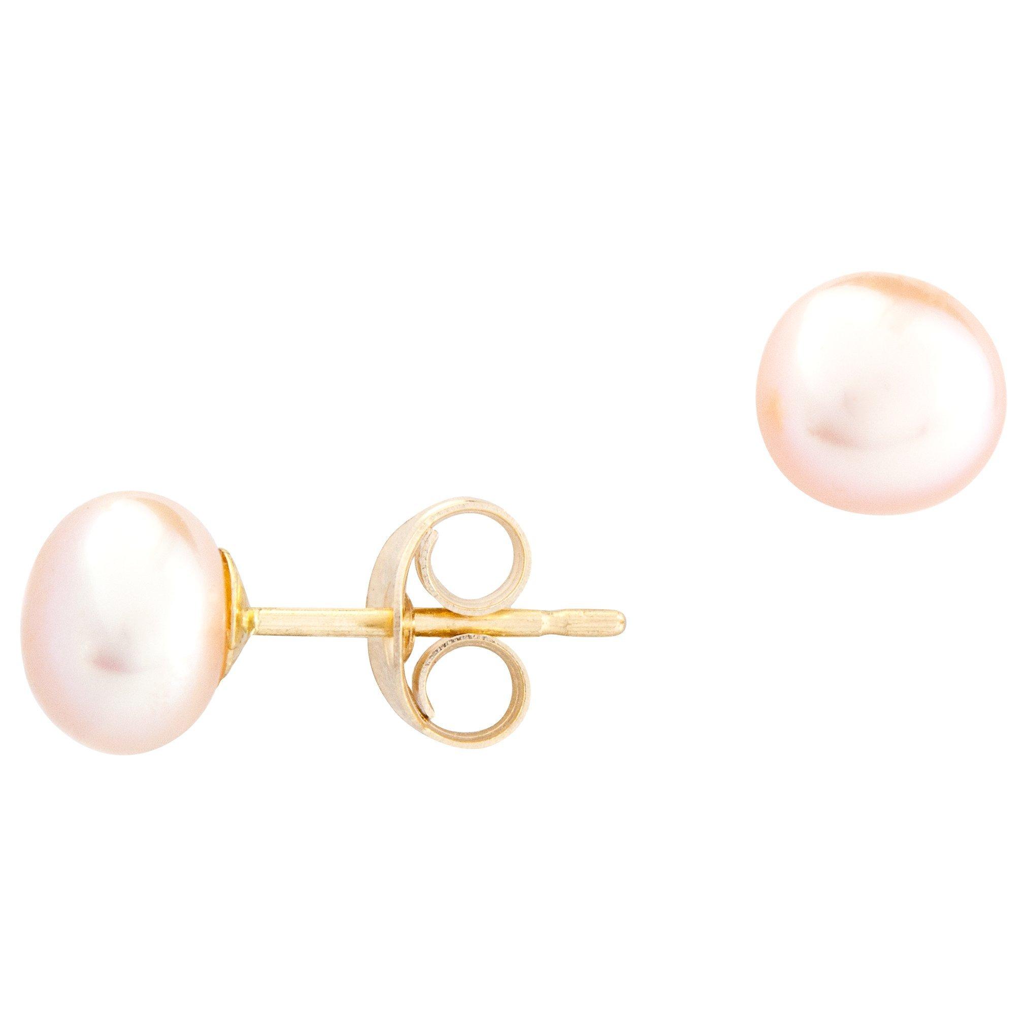 E.W Adams 9ct Gold Freshwater Pearl Stud Earrings, Pink