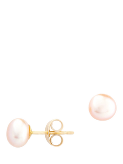E.W Adams 9ct Gold Freshwater Pearl Stud Earrings, Pink