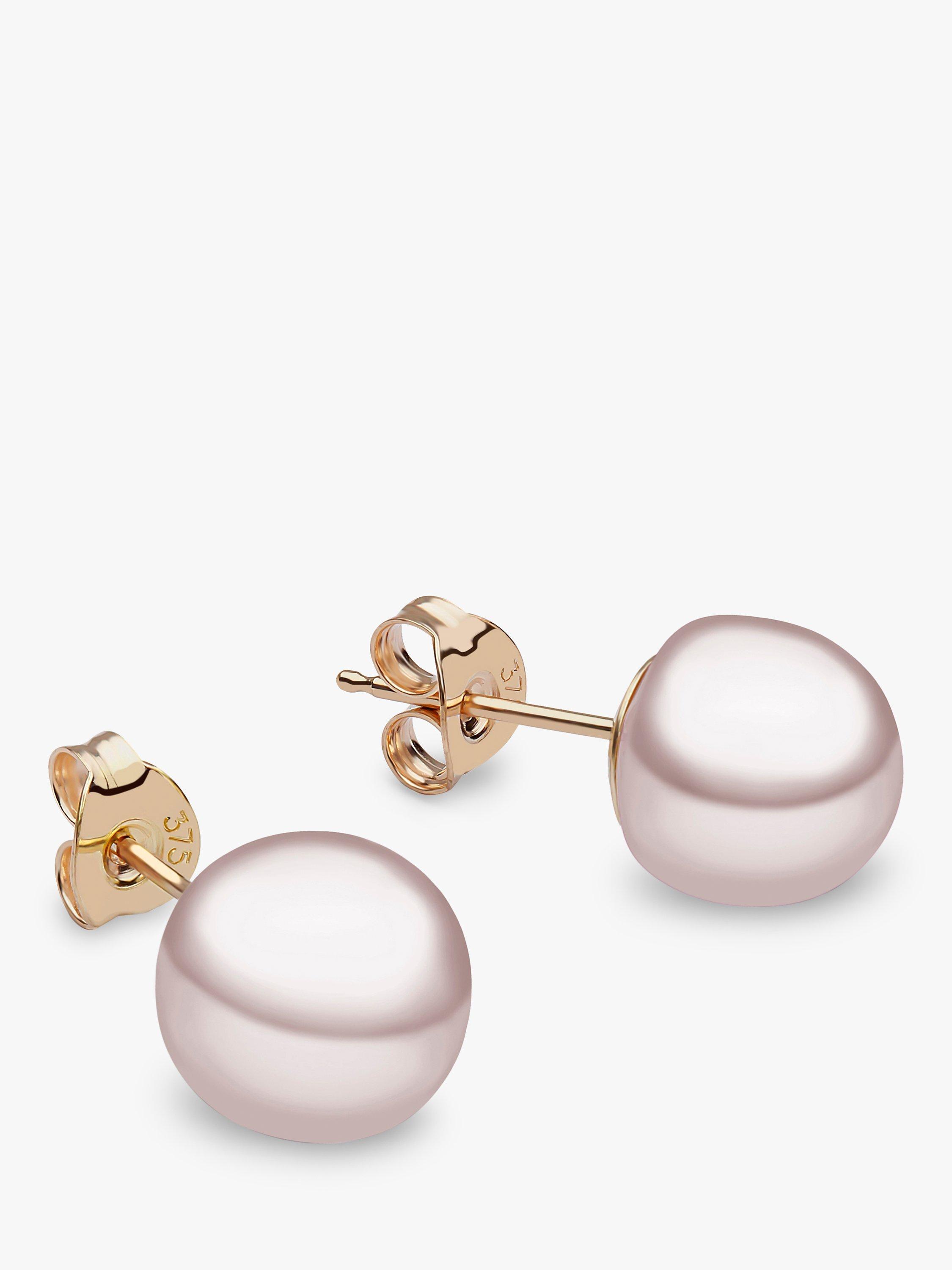 Product image 2 of 3, which shows E.W Adams 9ct Gold Freshwater Pearl Stud Earrings, Pink
