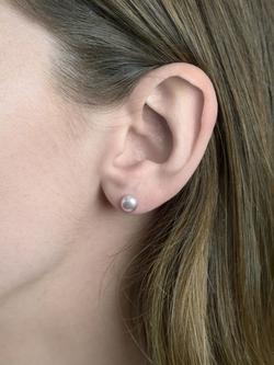 E.W Adams 9ct Gold Freshwater Pearl Stud Earrings - view 2, Pink