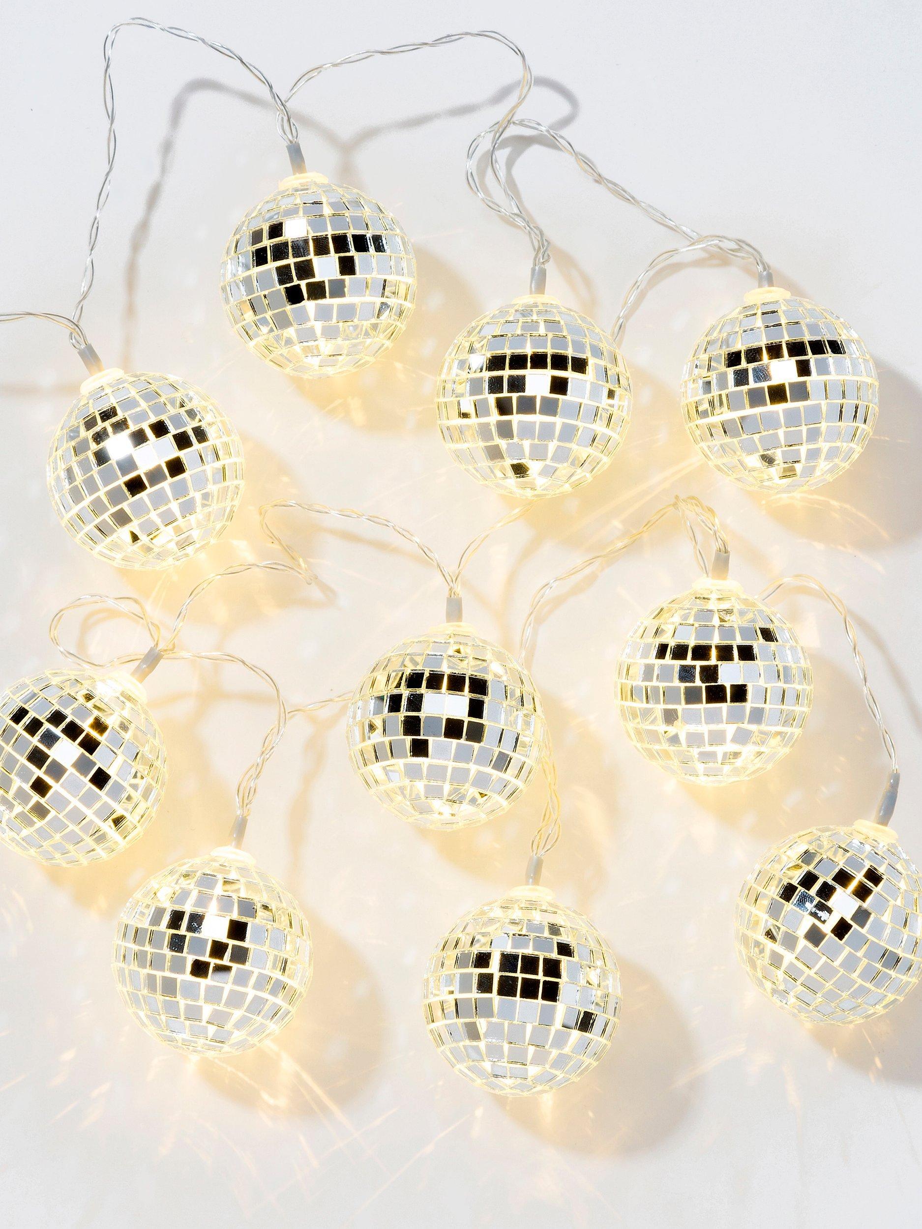 Talking Tables Glitterati LED Disco Ball Lights, Silver