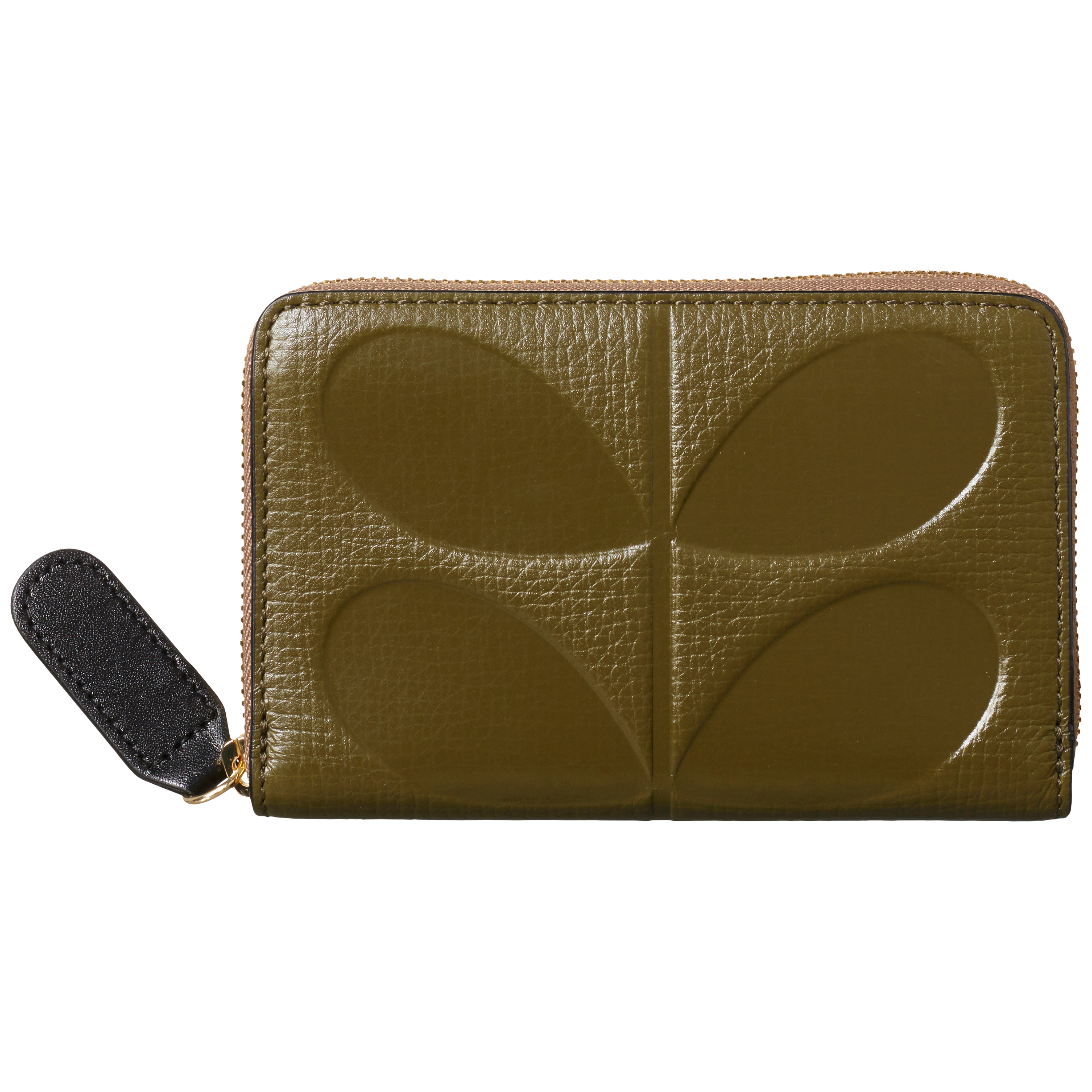 Orla Kiely Textured Embossed Stem Medium Leather Purse, Spruce