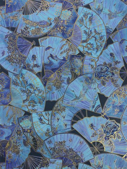 Matthew Williamson Fanfare Wallpaper, Electric Blue/Gold W7146-02
