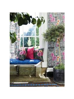 Matthew Williamson Orangery Wallpaper - view 2, Charcoal/Pink/Orange/Colbalt W7141-01