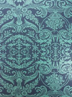 Matthew Williamson Orangery Lace Wallpaper, Midnight/Metallic Jade W7142-04
