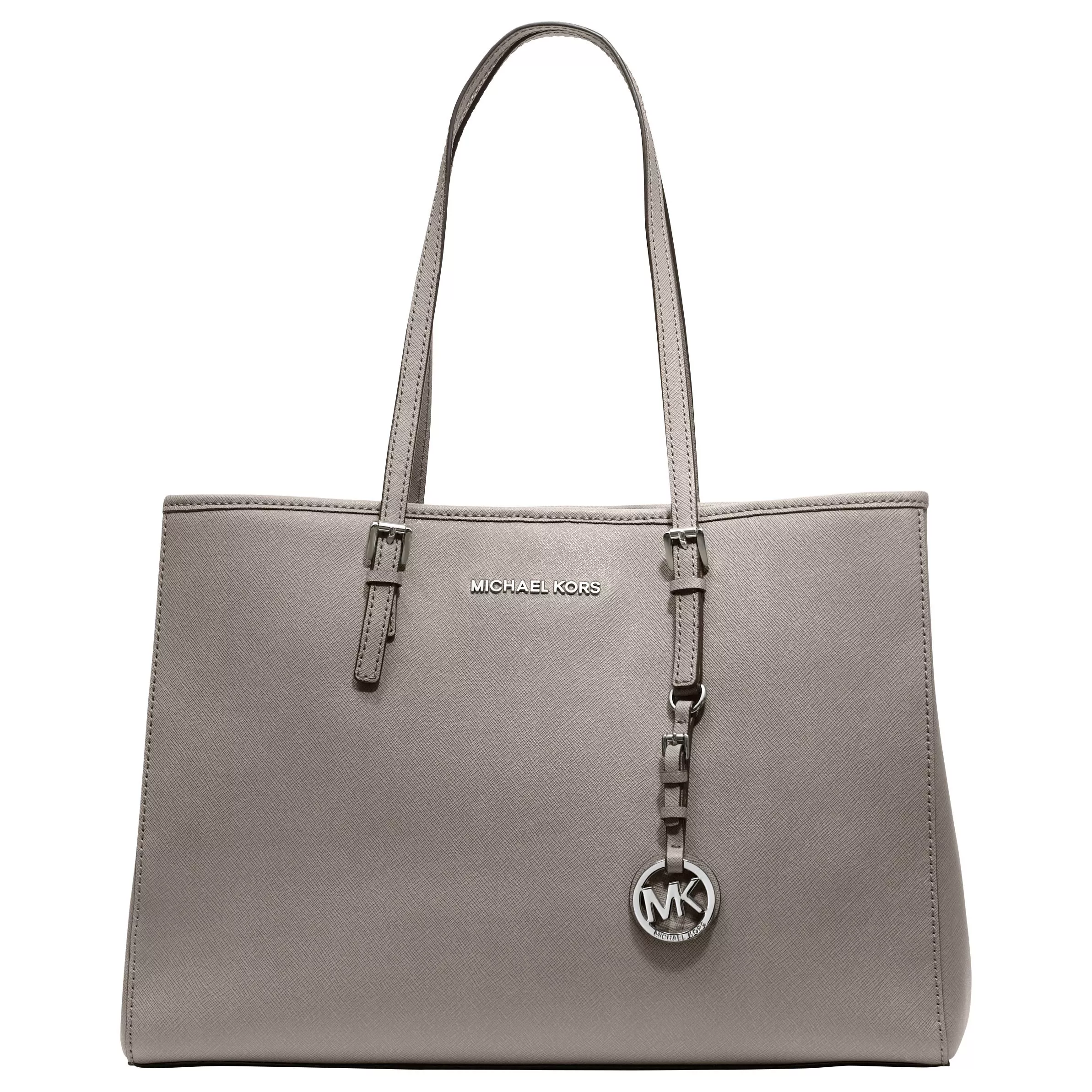 MICHAEL Michael Kors Jet Set Travel East West Large Leather Tote Bag Pearl Grey