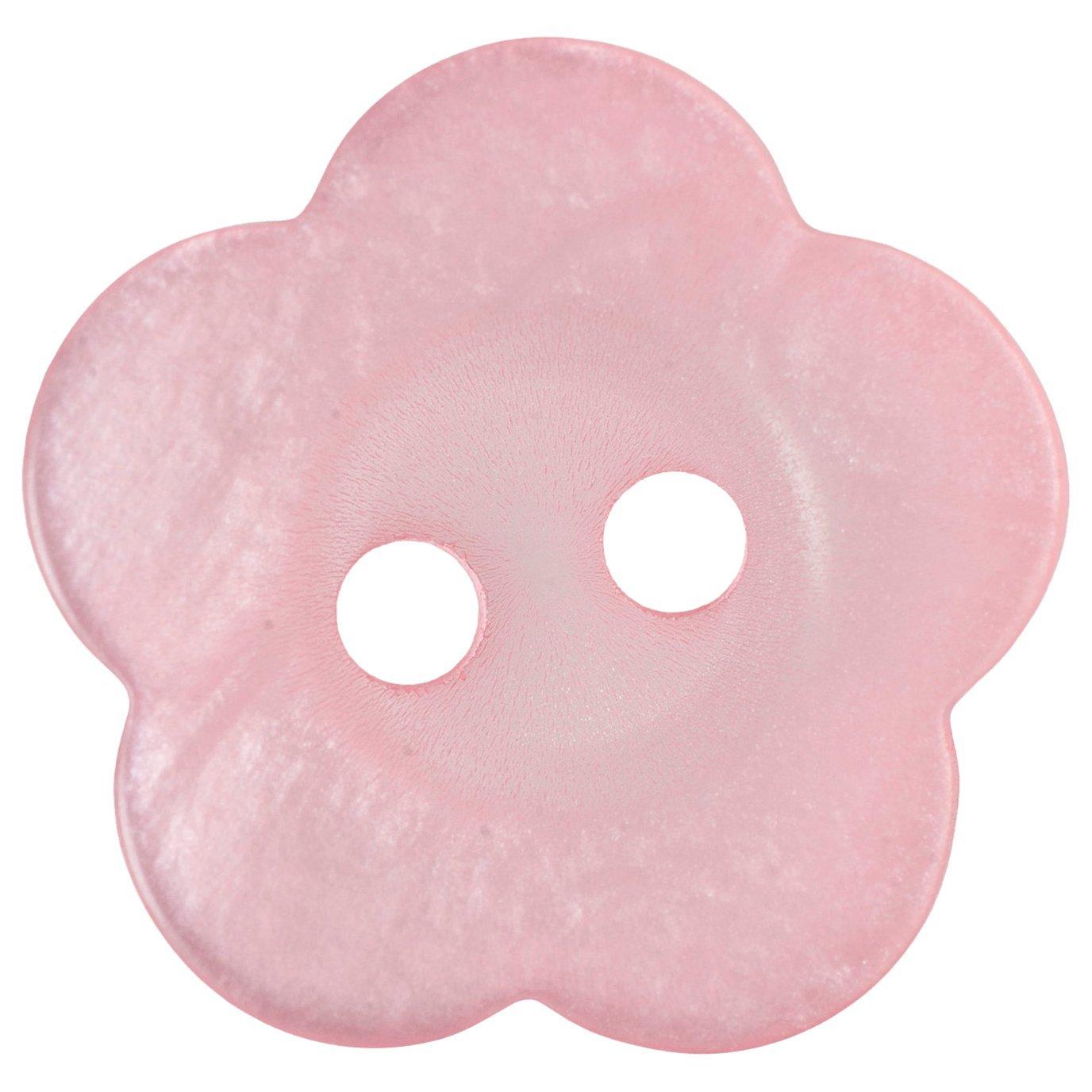 Groves Flower Button, 15mm, Pack of 4, Pink