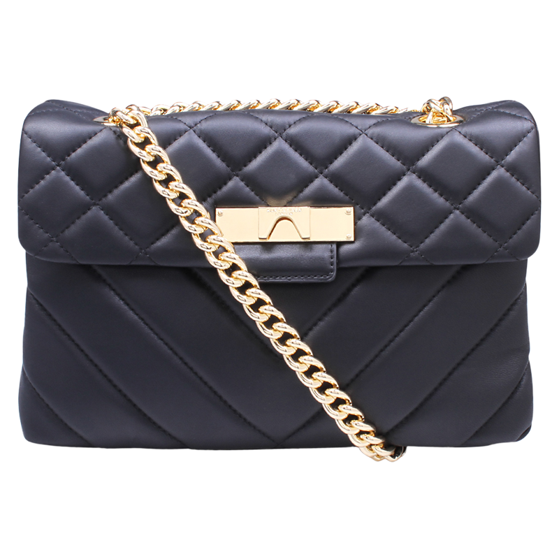 Kurt Geiger London Kensington Leather Large Cross Body Bag, Black/Gold