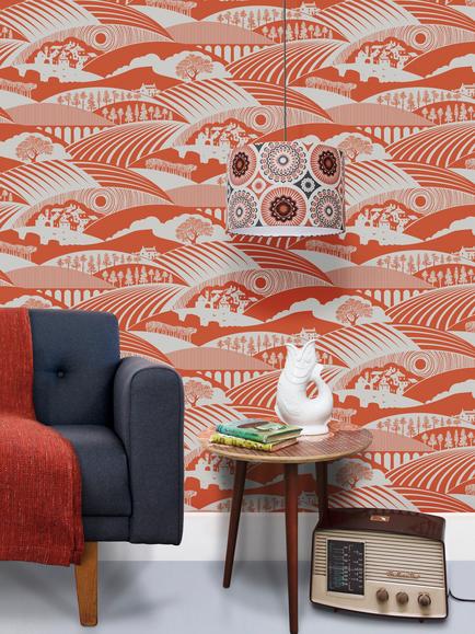 Mini Moderns Moordale Wallpaper - view 2, Harvest Orange Azdpt033ho