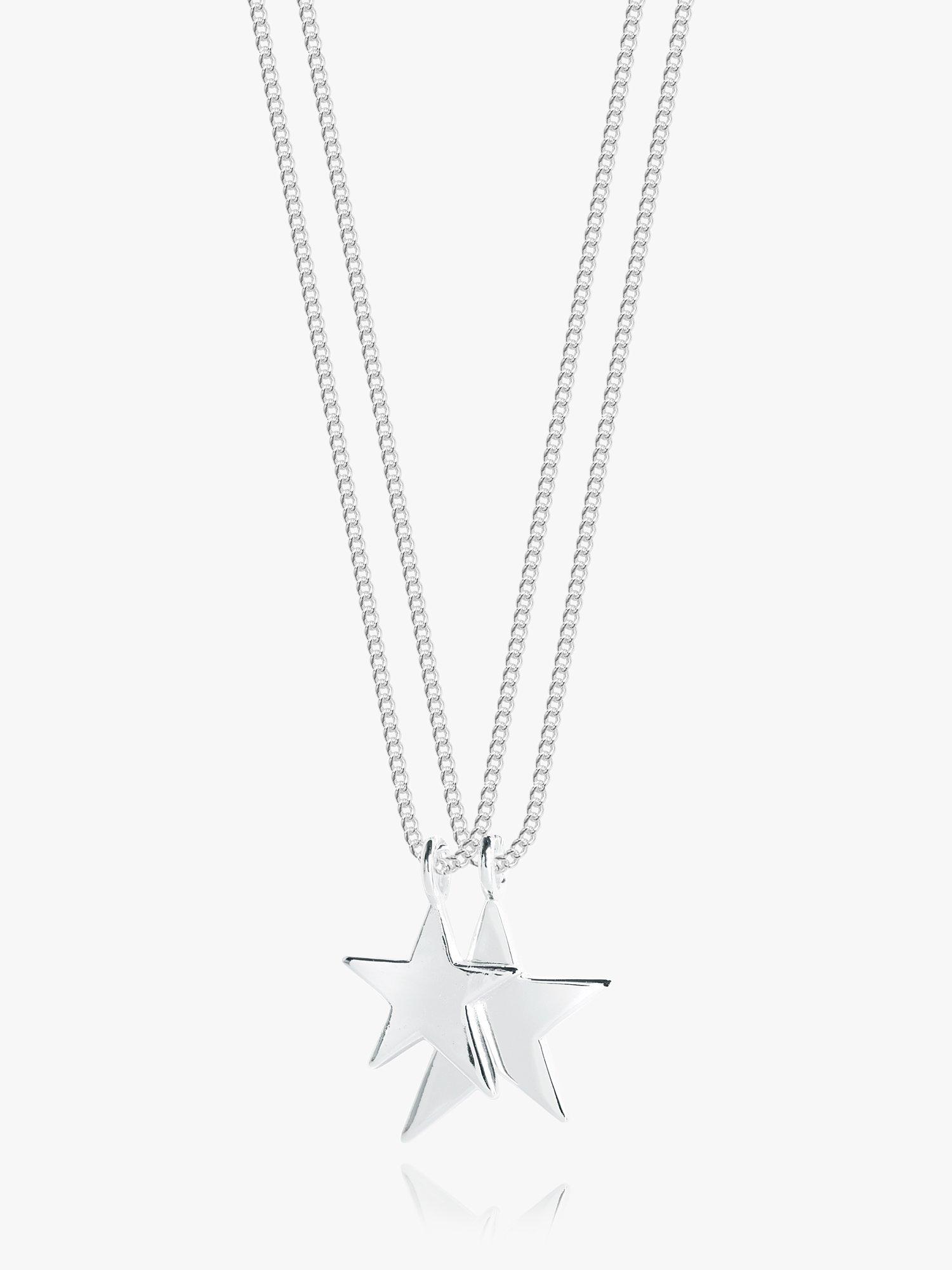 Joma Jewellery Karli Double Strand Star Pendant Necklace, Silver