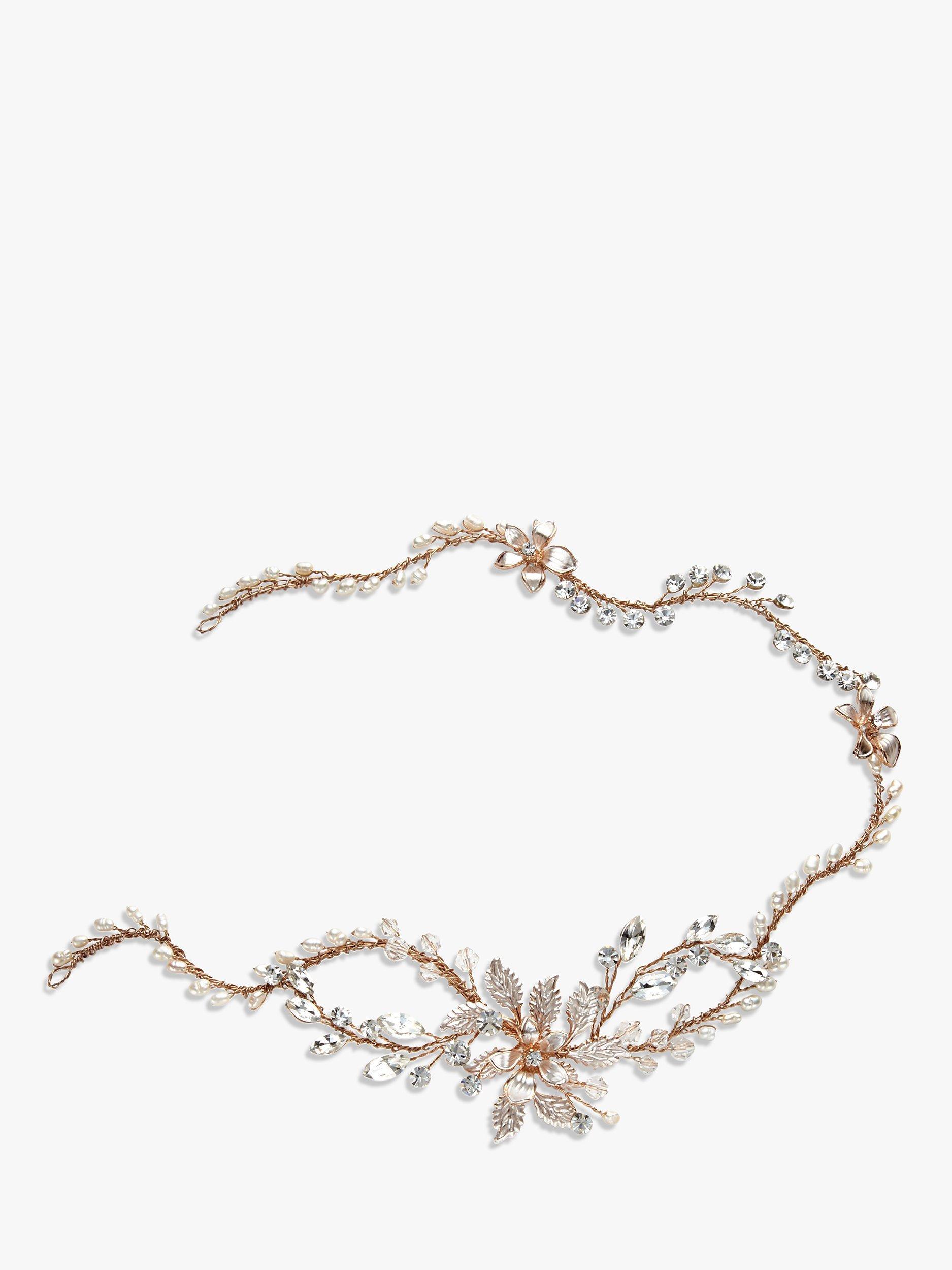 Ivory & Co. Enchanted Freshwater Pearl and Crystal Floral Hair Vine, Rose Gold