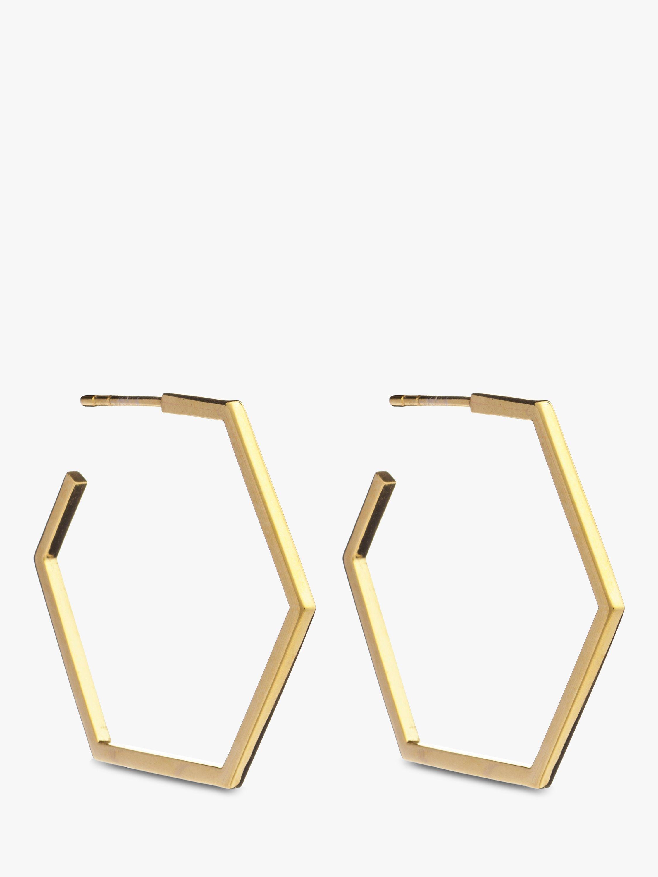 Rachel Jackson London Large Hexagon Hoop Earrings, Gold