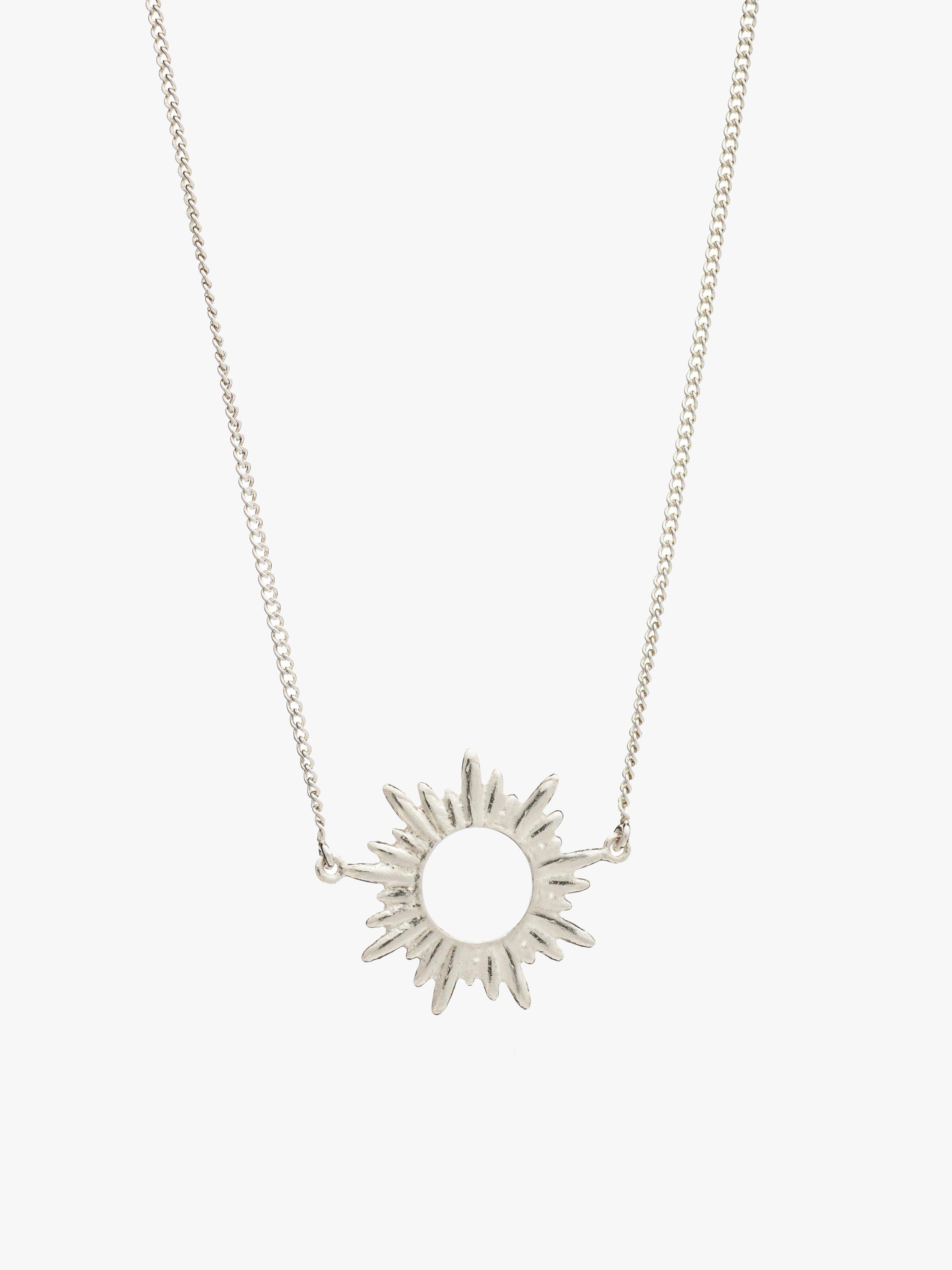 Rachel Jackson London Small Sunray Pendant Necklace, Silver