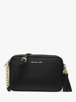 MICHAEL Michael Kors Ginny Leather Camera Cross Body Bag, Black