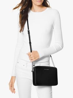 MICHAEL Michael Kors Jet Set Travel Leather East / West Cross Body Bag - view 2, Black/Silver